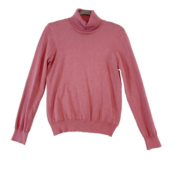 Madison Grey Turtleneck Sweater Women's Medium Pink Mauve Ribbed Trim - Picture 1 of 4